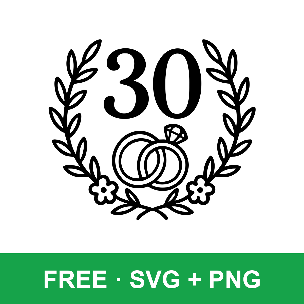 30th Anniversary Clipart free SVG cut file for Cricut and Silhouette