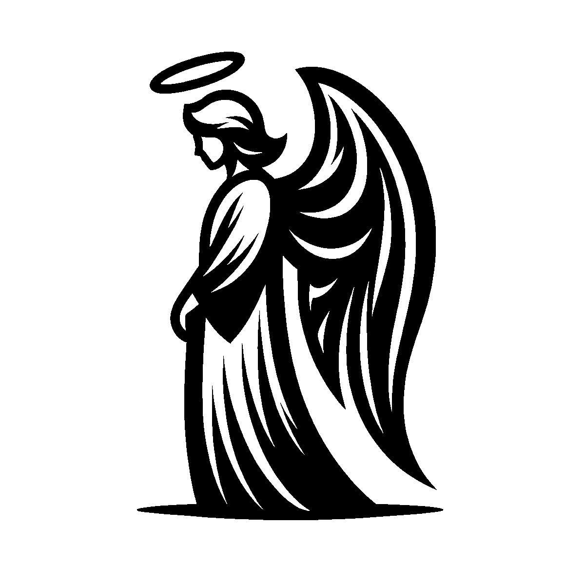 Standing Angel Sketch SVG free download for Cricut, Silhouette and design projects