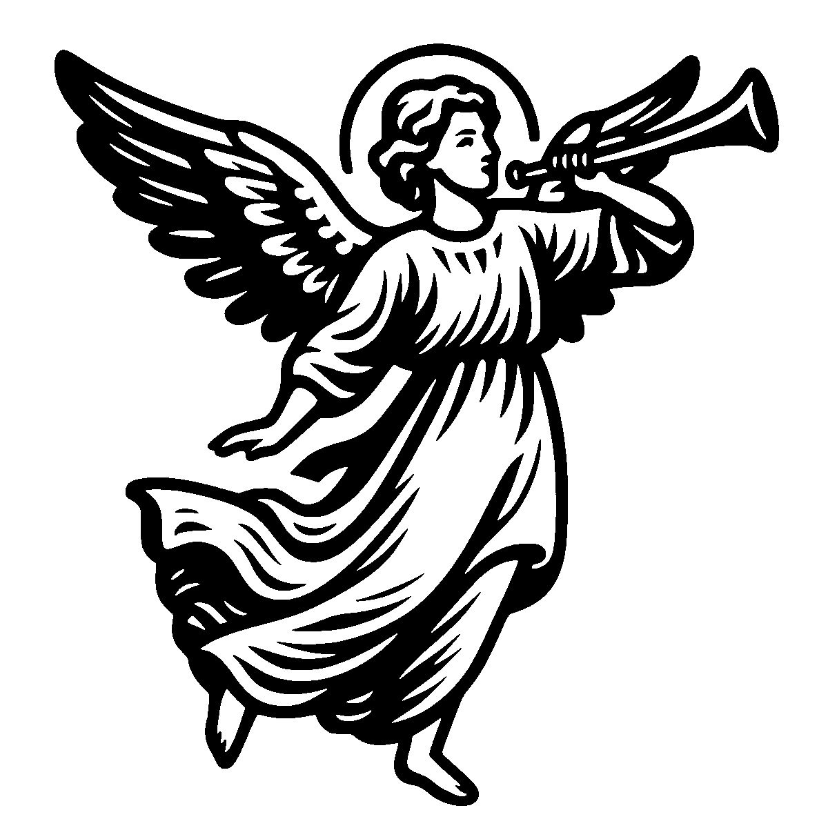 Angel Trumpet Art SVG free download for Cricut, Silhouette and design projects