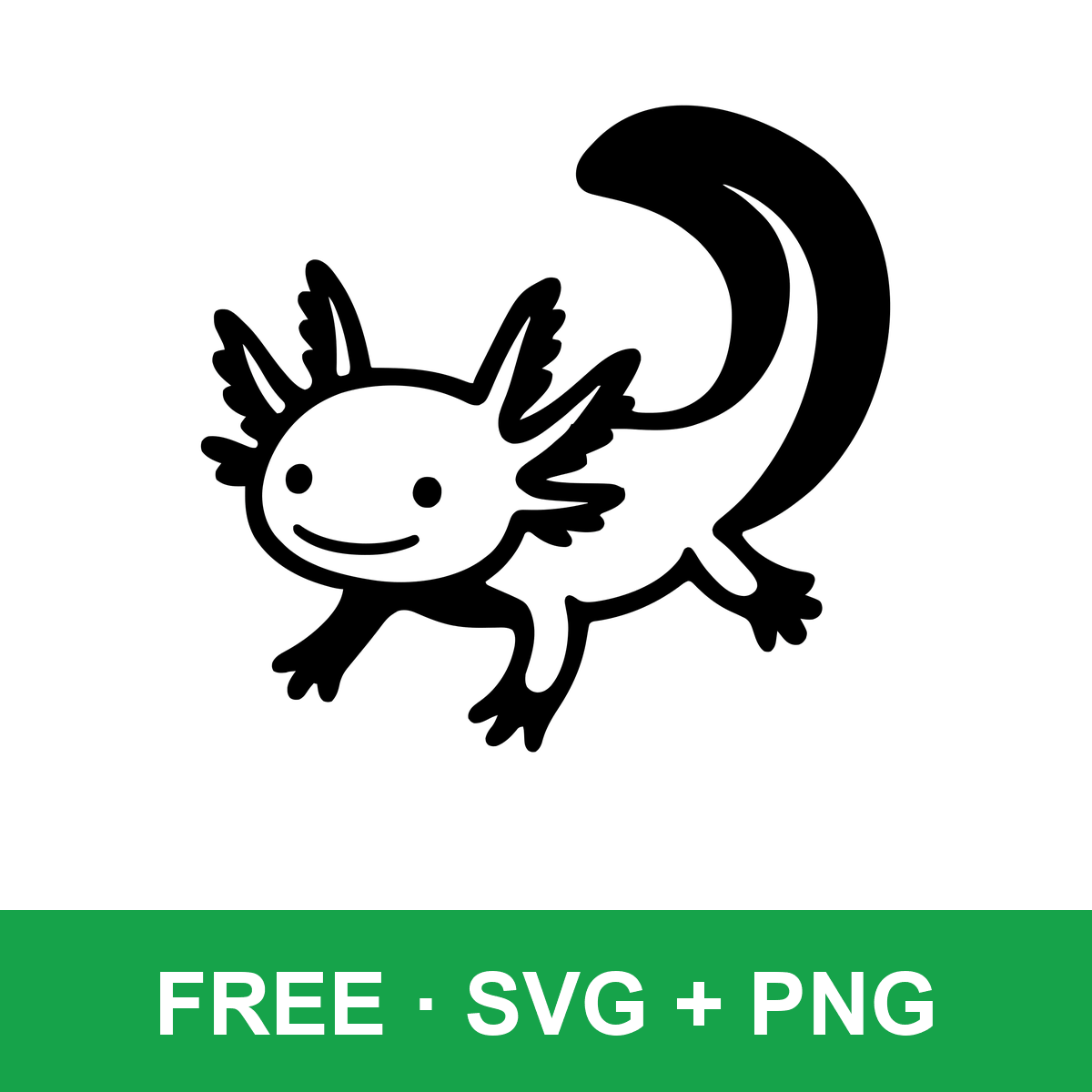 Axolotl Silhouette Clipart free SVG cut file for Cricut and Silhouette
