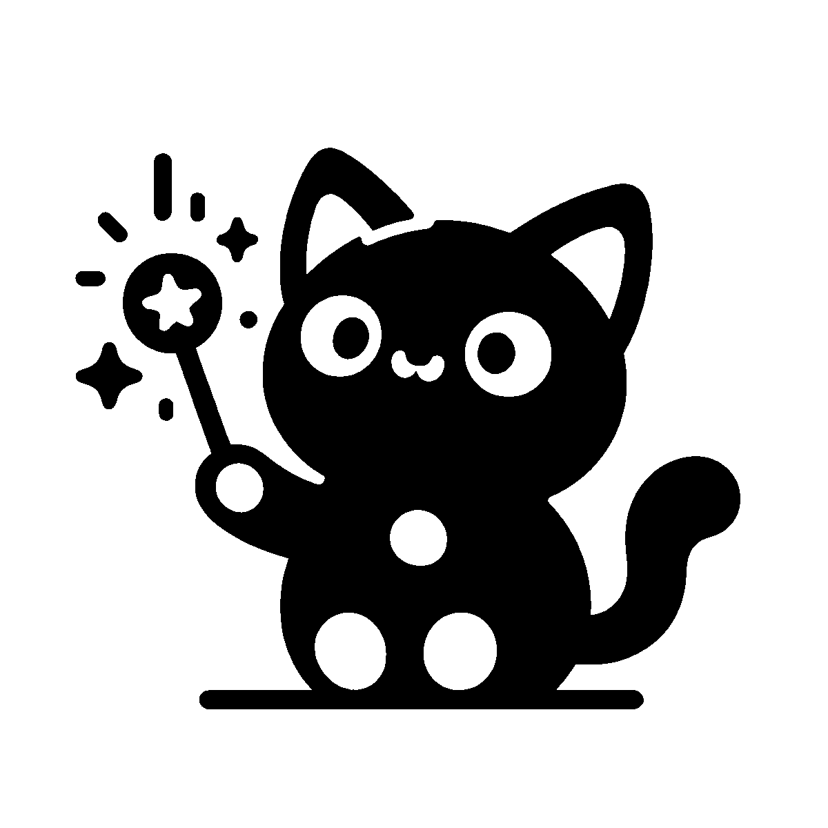 Black Cat Magic Wand SVG free download for Cricut, Silhouette and design projects