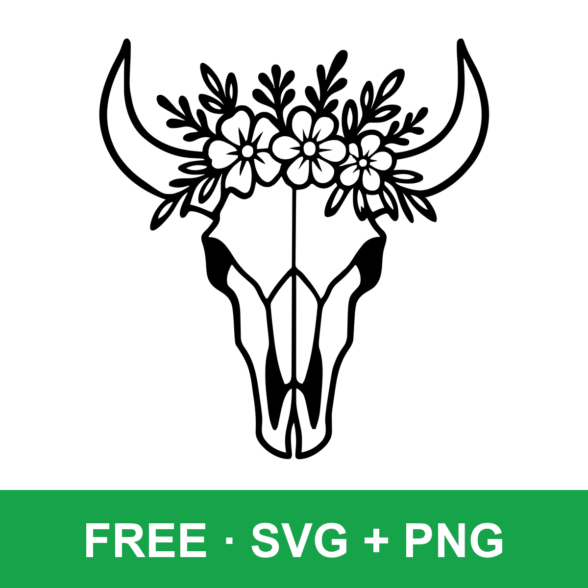 Floral Cow Skull Clipart free SVG cut file for Cricut and Silhouette