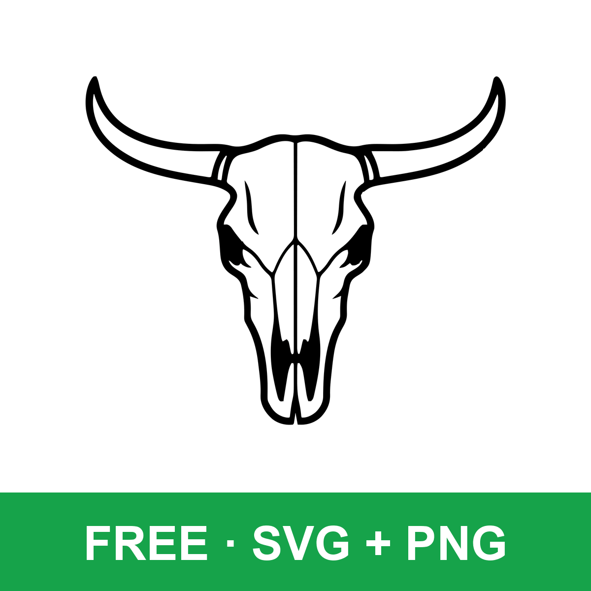 Longhorn Bull Skull free SVG cut file for Cricut and Silhouette