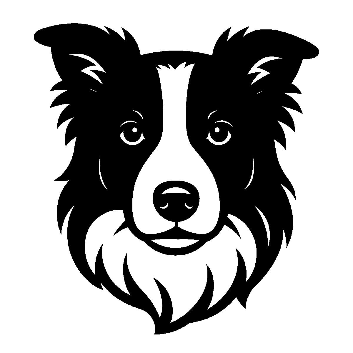 Border Collie Dog Face SVG free download for Cricut, Silhouette and design projects