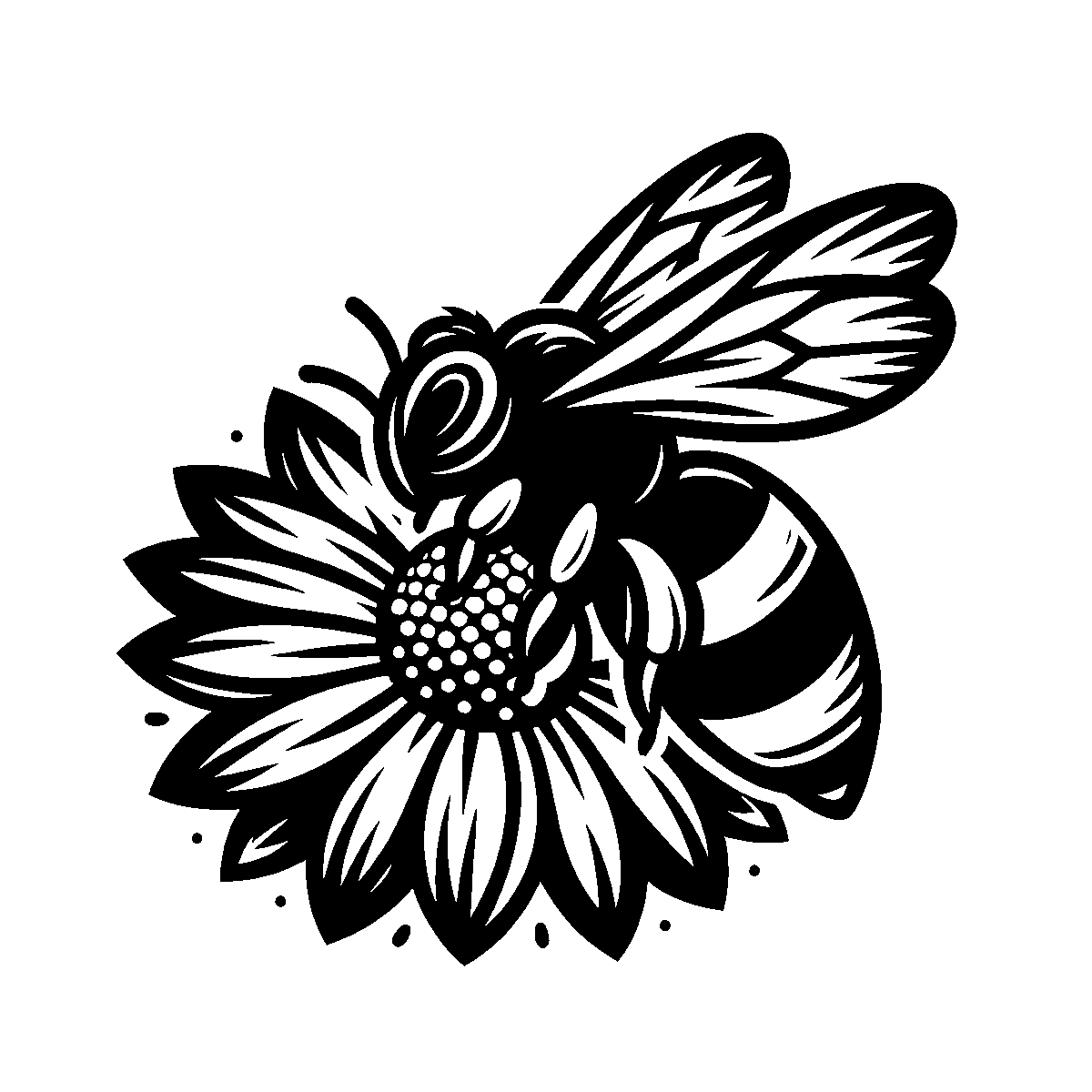 Bumble Bee with Flower SVG free download for Cricut, Silhouette and design projects