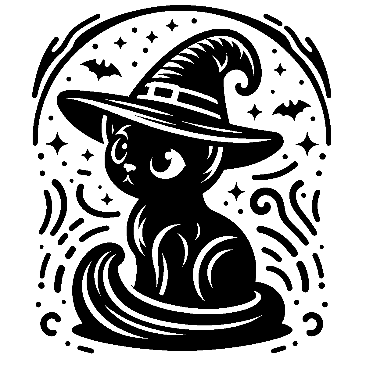 Cat With Witch Hat SVG free download for Cricut, Silhouette and design projects