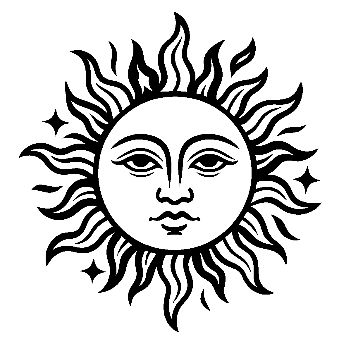 Celestial Sun Face SVG free download for Cricut, Silhouette and design projects