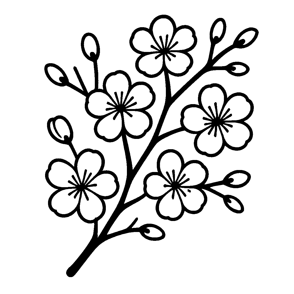Cherry Blossom Branch SVG free download for Cricut, Silhouette and design projects