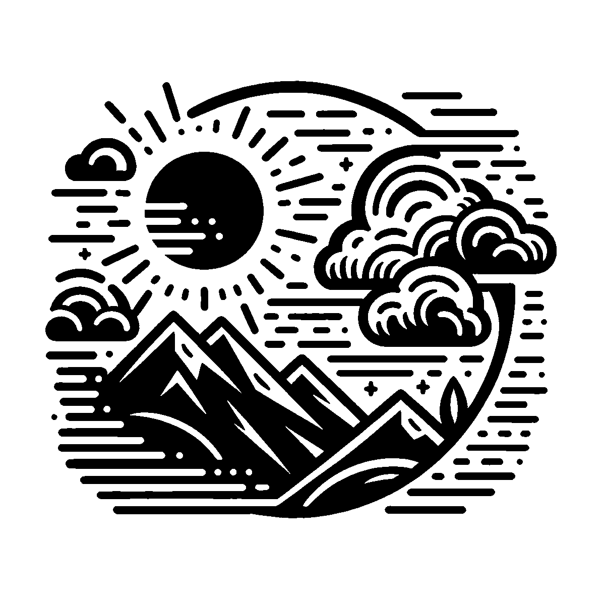 Clouds and Mountains SVG free download for Cricut, Silhouette and design projects