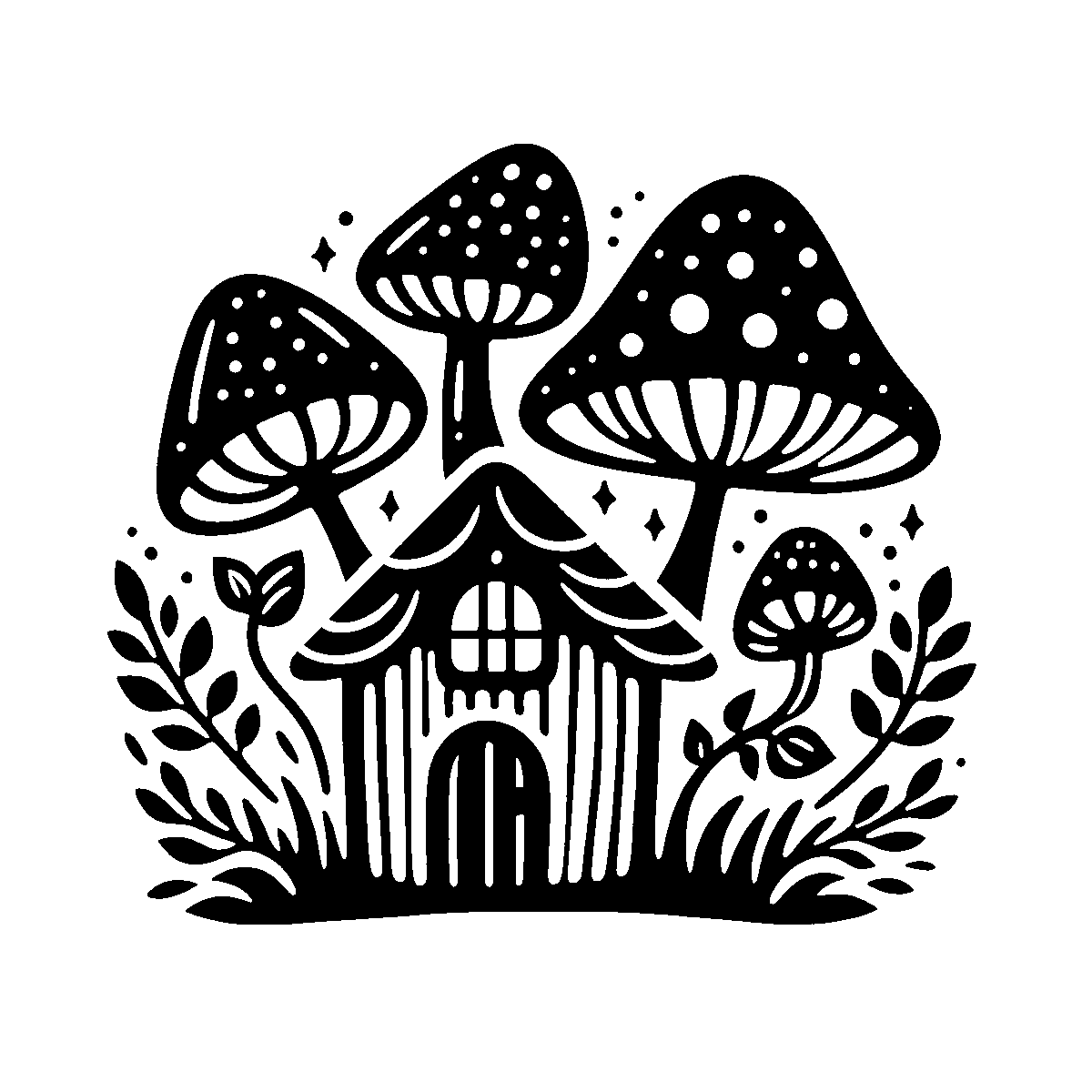 Cottagecore Mushroom House SVG free download for Cricut, Silhouette and design projects
