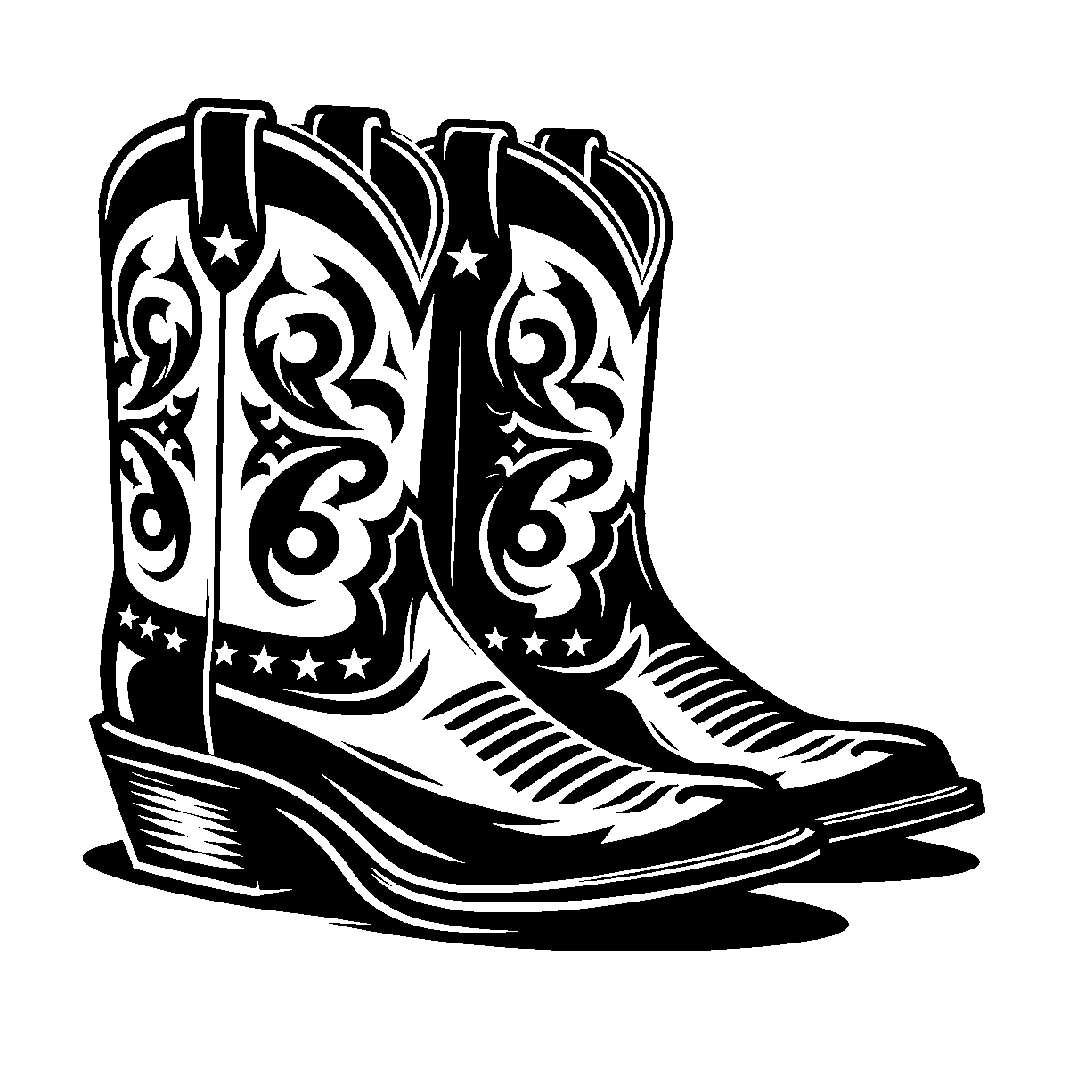 Cowboy Boots with Spurs SVG free download for Cricut, Silhouette and design projects