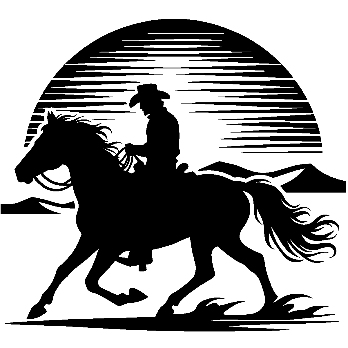 Cowboy on Horse Sunset SVG free download for Cricut, Silhouette and design projects