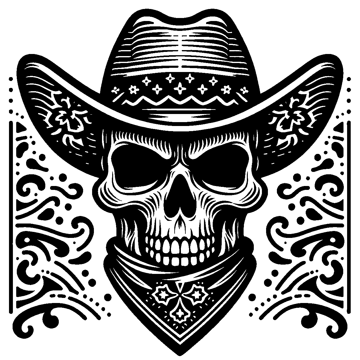 Cowboy Skull Bandana SVG free download for Cricut, Silhouette and design projects