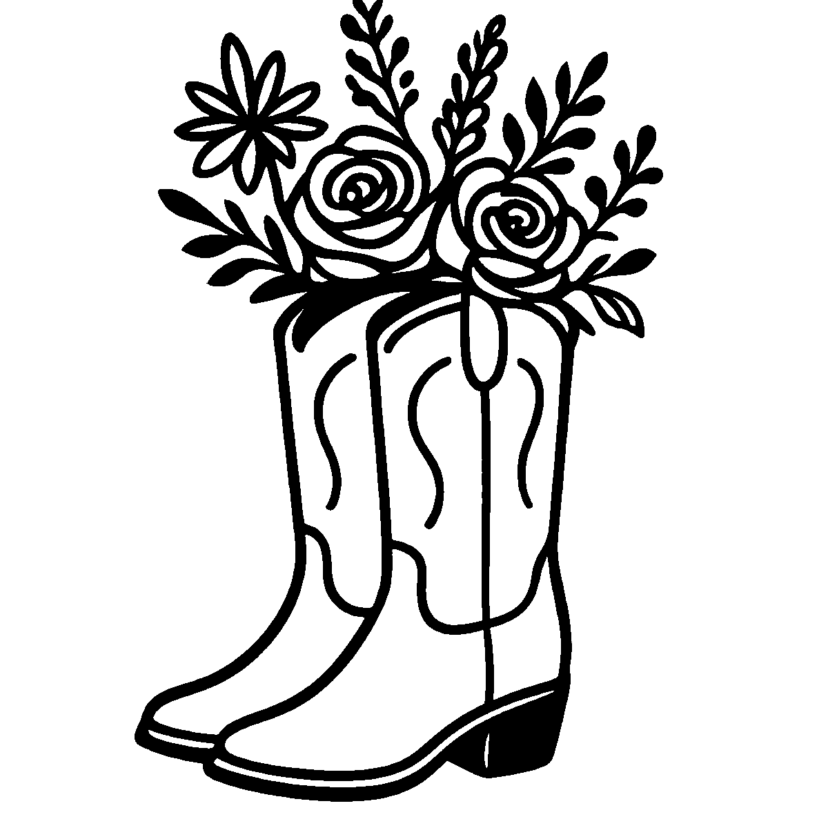 Cowgirl Boots with Flowers SVG free download for Cricut, Silhouette and design projects