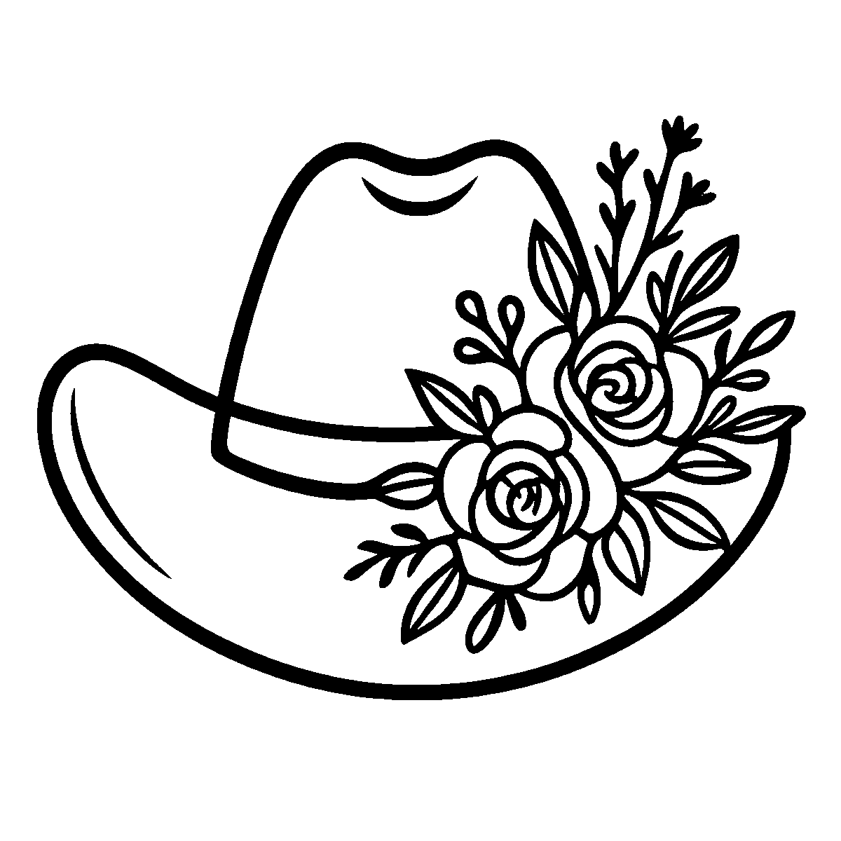 Cowgirl Hat with Flowers SVG free download for Cricut, Silhouette and design projects