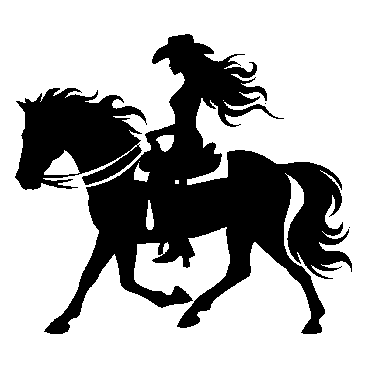 Cowgirl on Horse SVG free download for Cricut, Silhouette and design projects