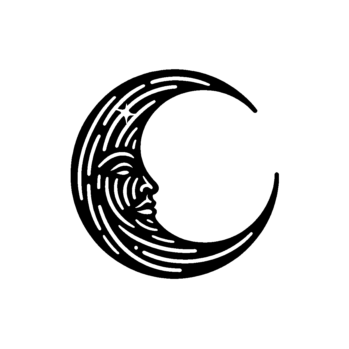 Crescent Moon Face SVG free download for Cricut, Silhouette and design projects