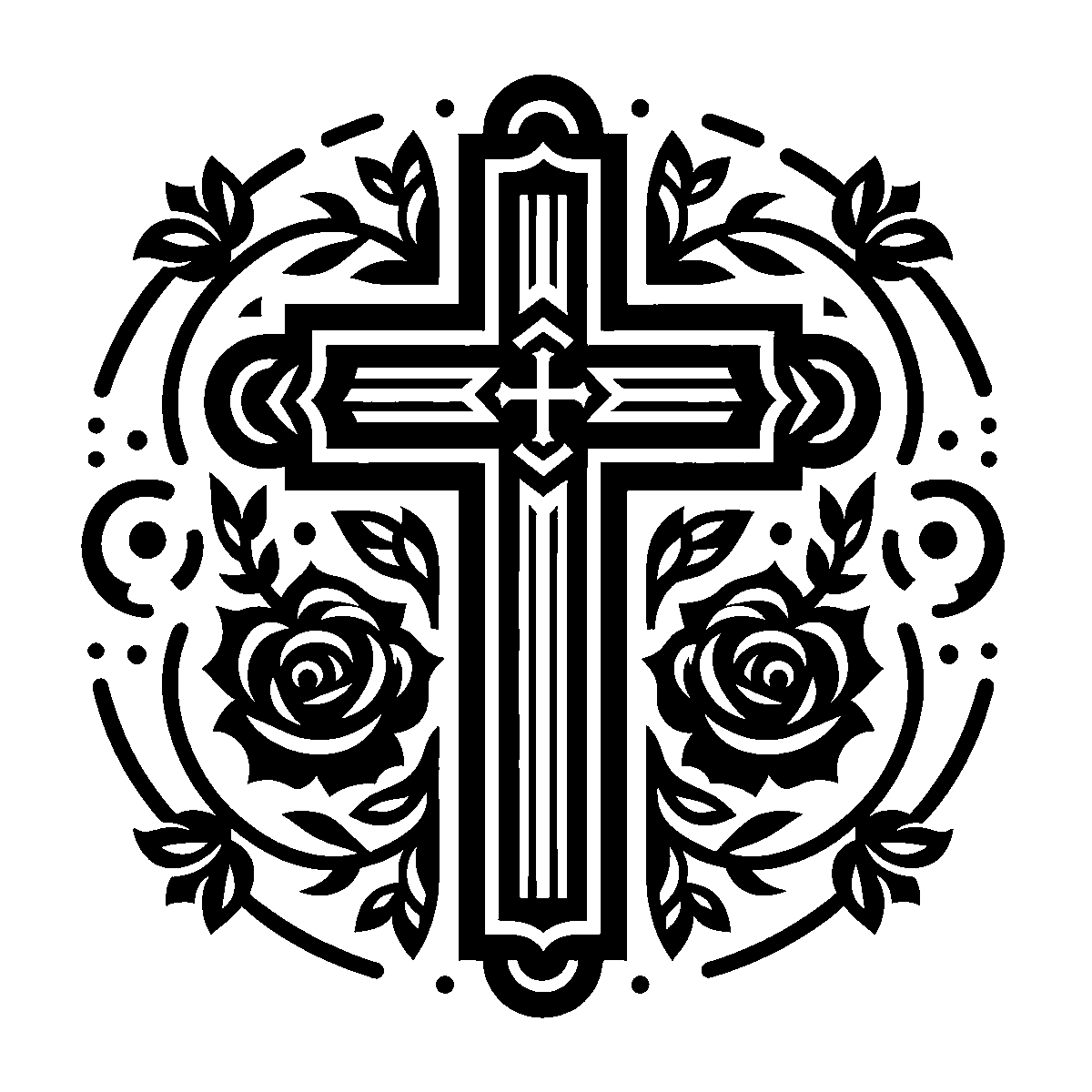 Cross and Roses Clipart SVG free download for Cricut, Silhouette and design projects