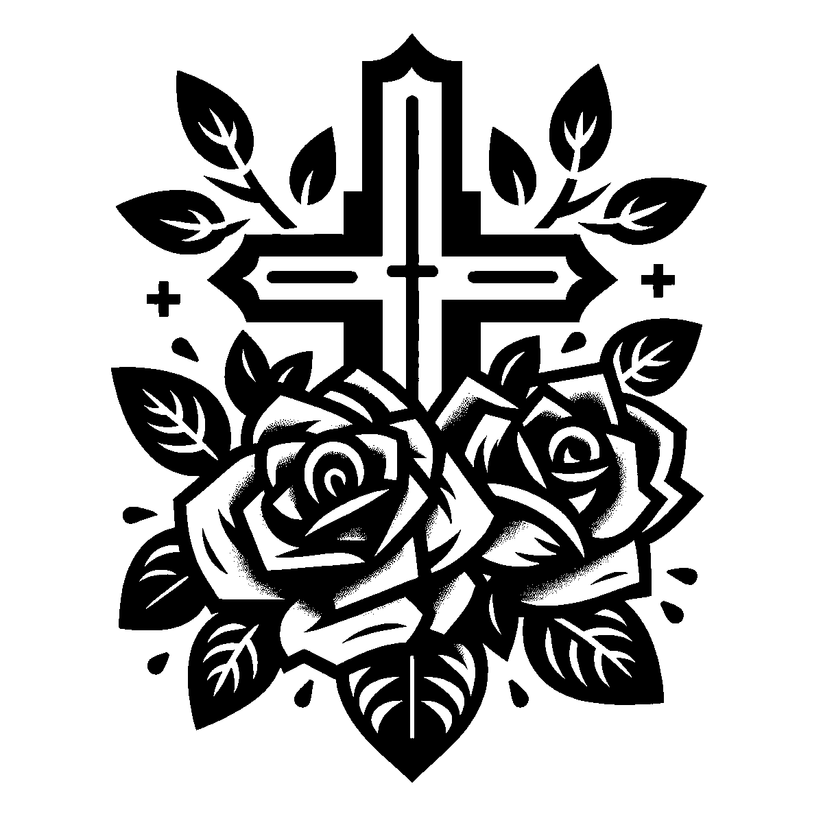 Cross with Roses SVG free download for Cricut, Silhouette and design projects