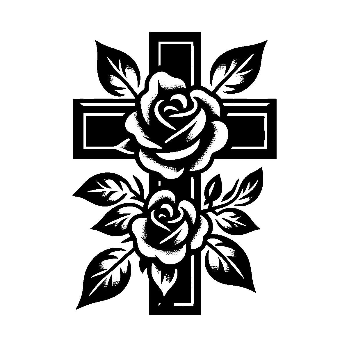 Cross with Roses SVG free download for Cricut, Silhouette and design projects