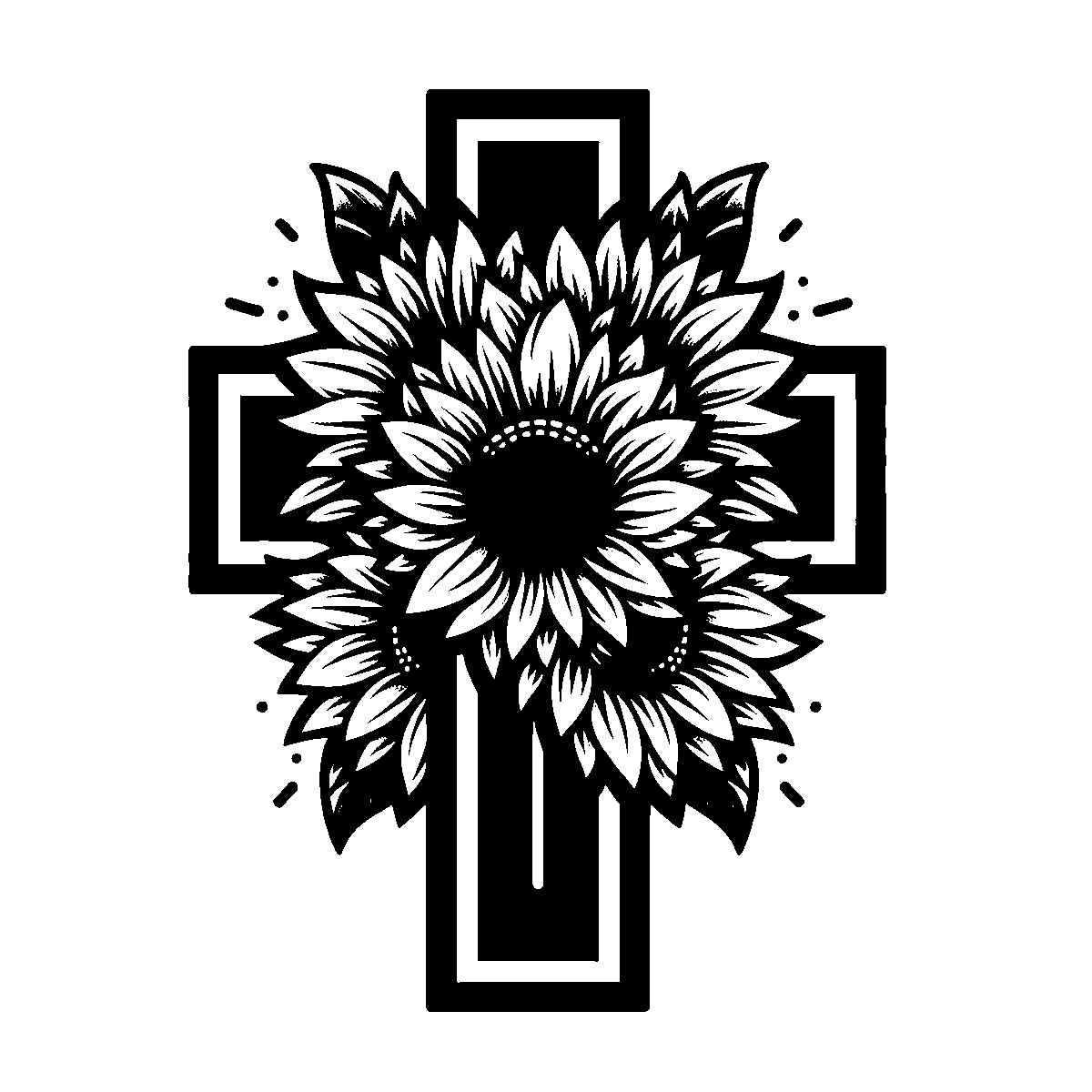 Cross Sunflower Clipart SVG free download for Cricut, Silhouette and design projects