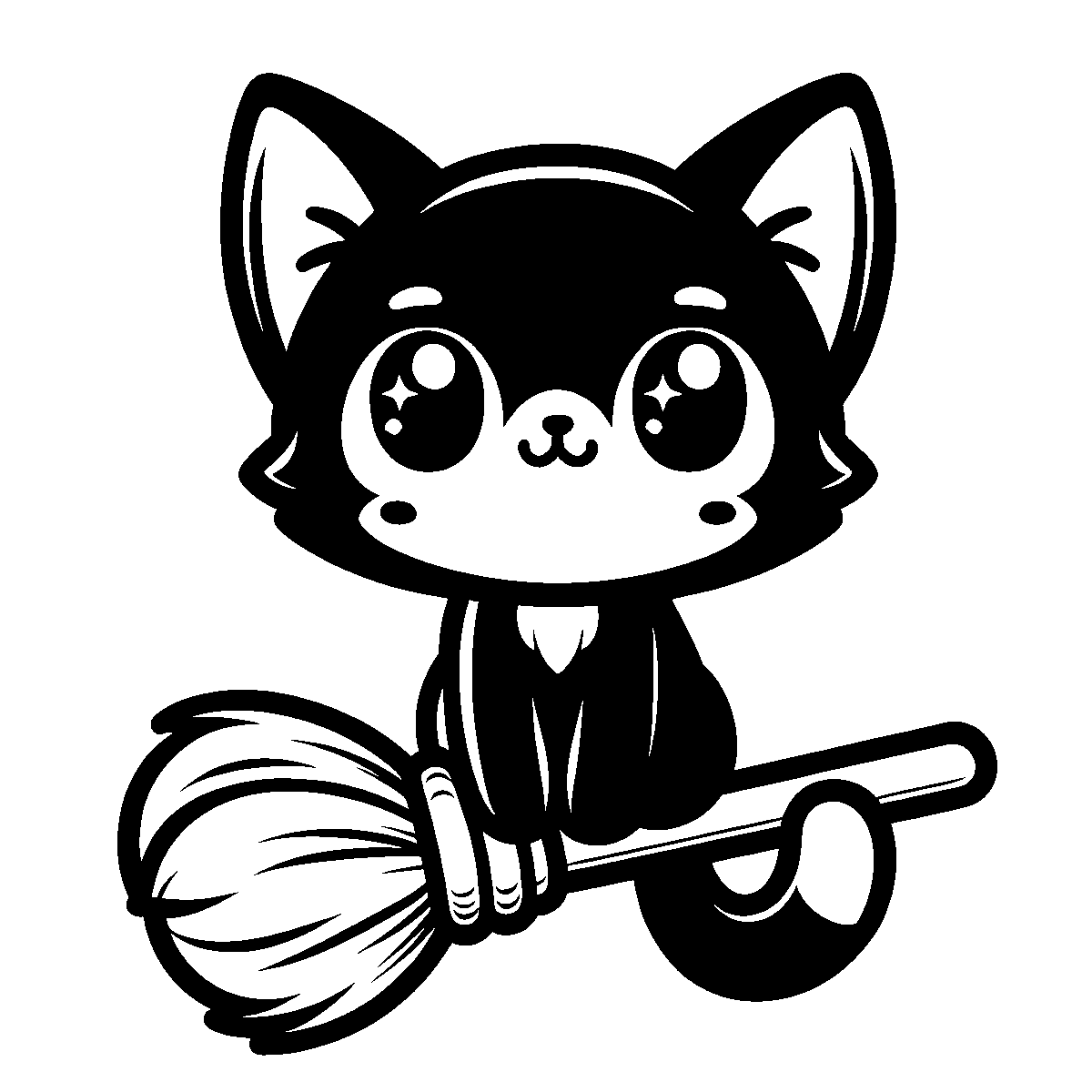 Cute Cat On Broom SVG free download for Cricut, Silhouette and design projects