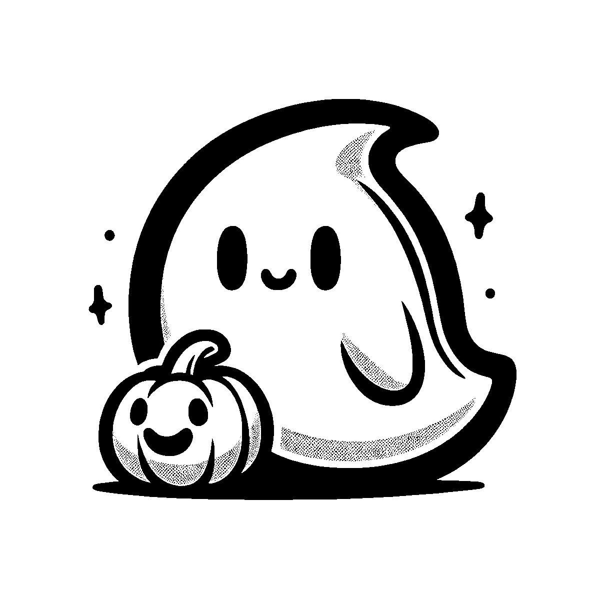 Cute Ghost with Pumpkin SVG free download for Cricut, Silhouette and design projects