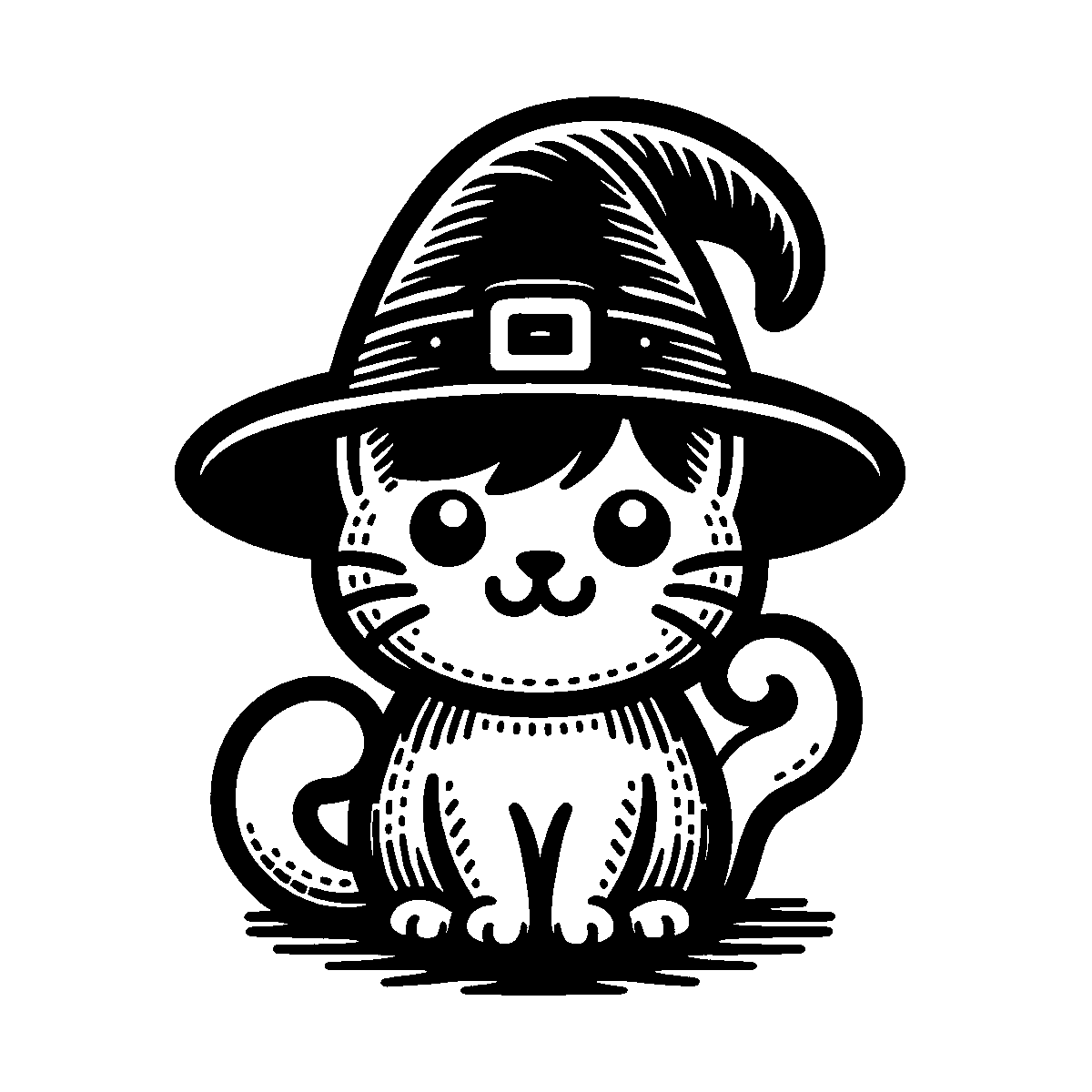 Cute Witch Cat SVG free download for Cricut, Silhouette and design projects