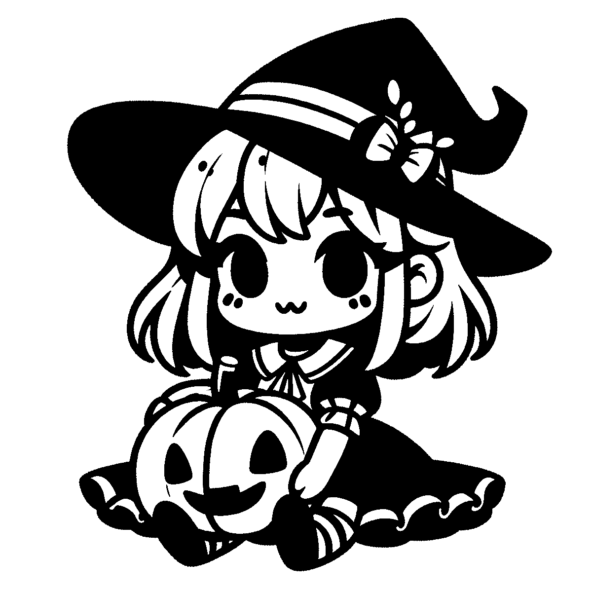 Cute Witch with Pumpkin SVG free download for Cricut, Silhouette and design projects