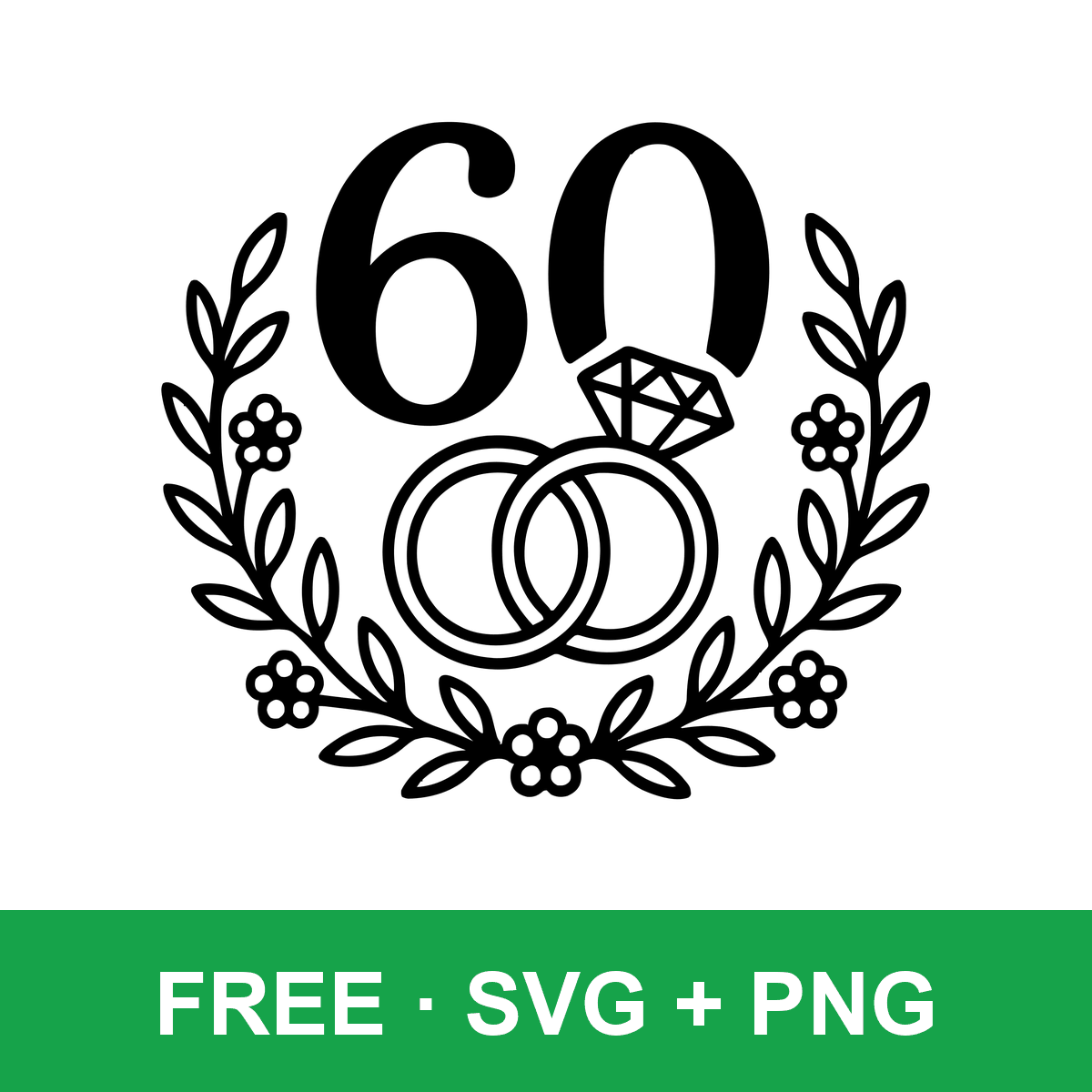 60th Anniversary Clipart free SVG cut file for Cricut and Silhouette