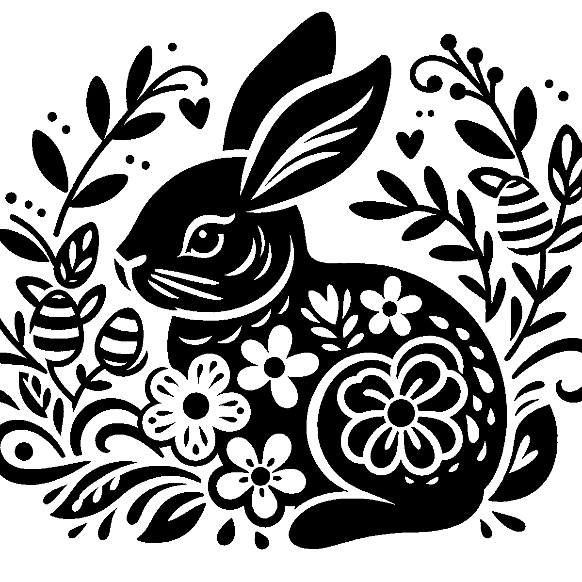 Easter Bunny Flowers SVG free download for Cricut, Silhouette and design projects