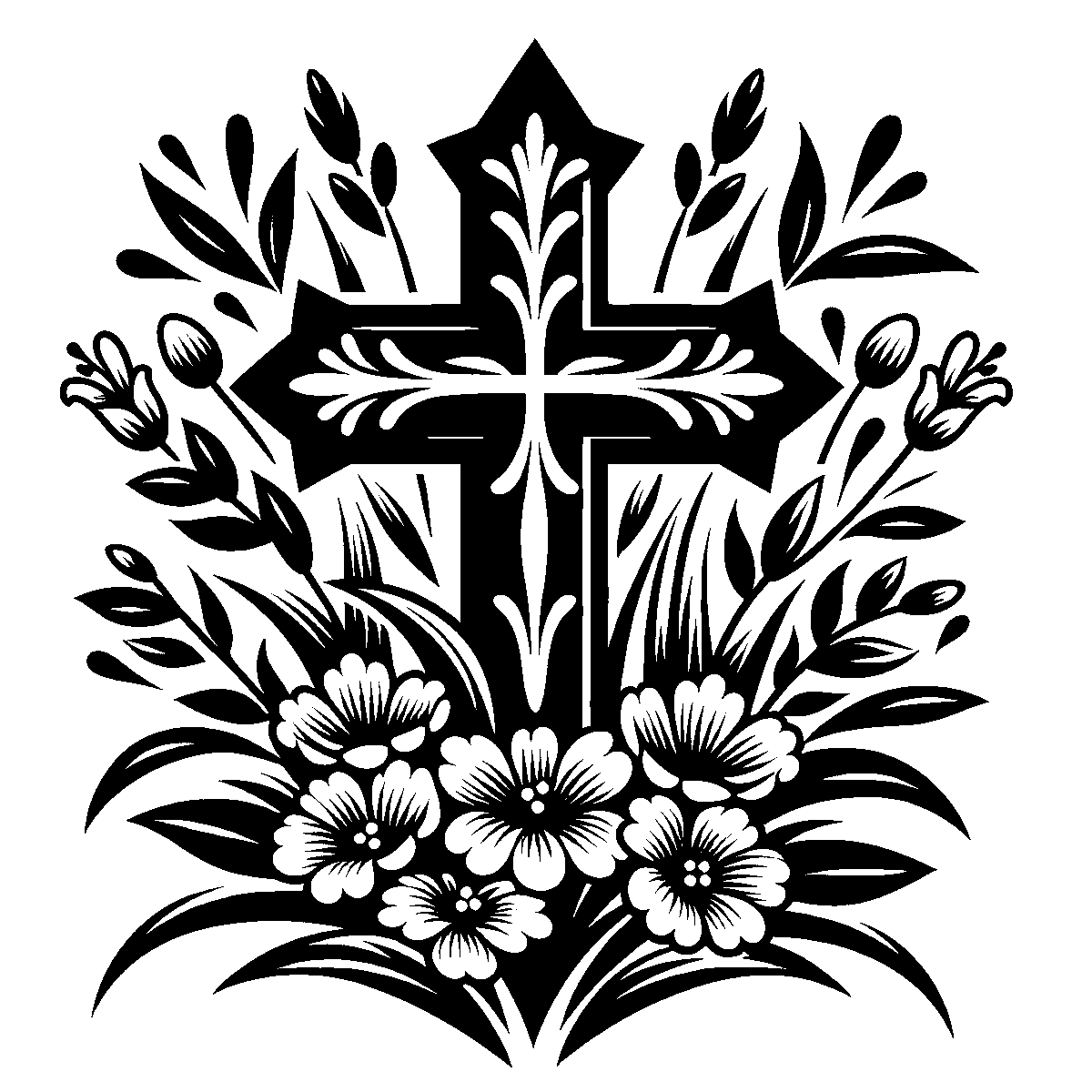 Easter Cross Floral Art SVG free download for Cricut, Silhouette and design projects