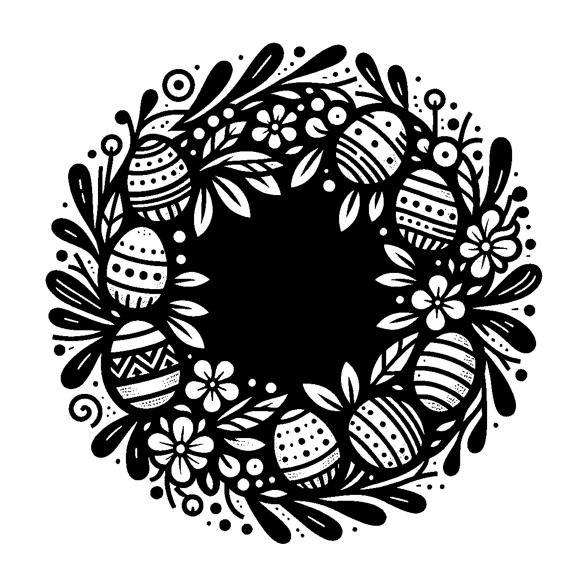 Easter Wreath Outline SVG free download for Cricut, Silhouette and design projects