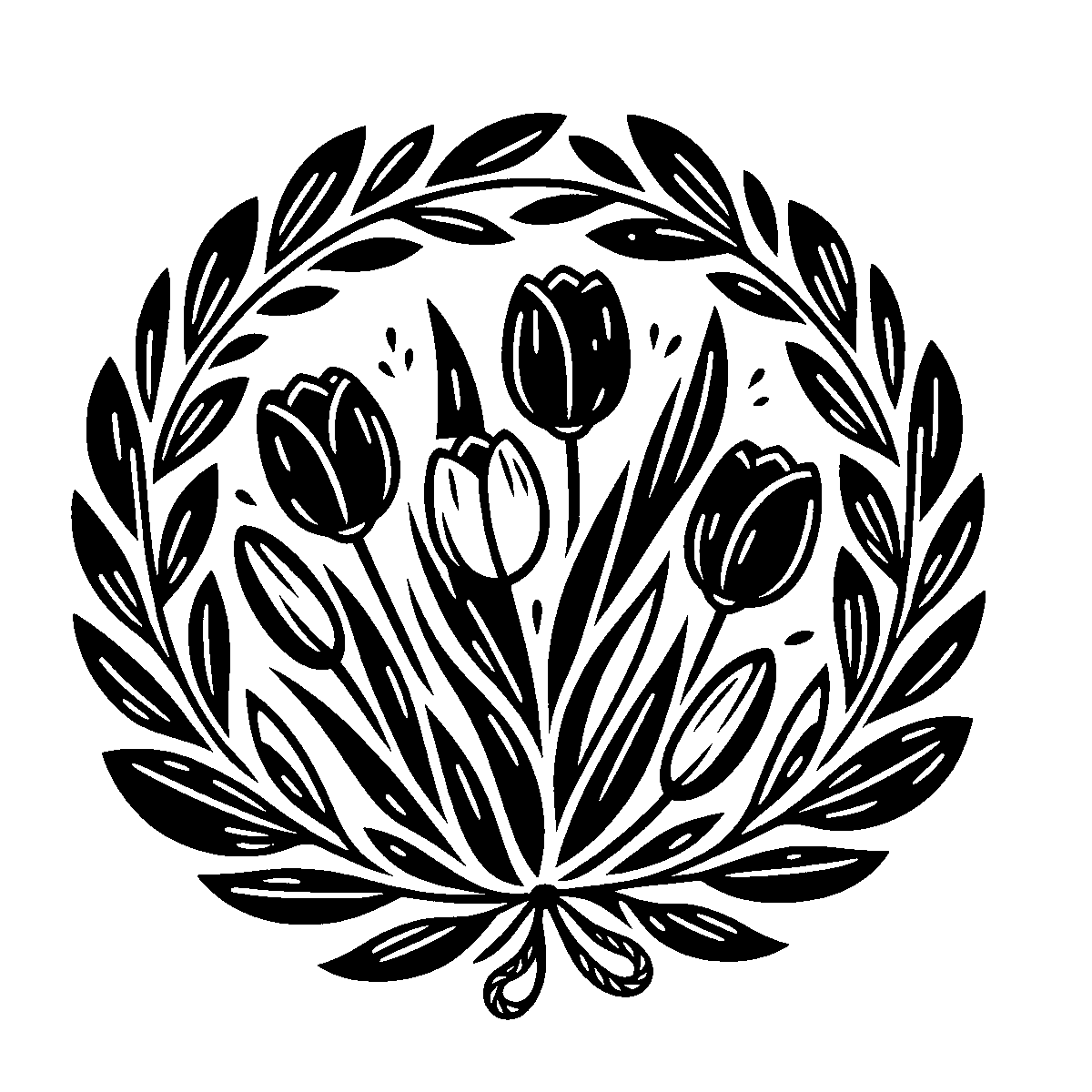 Easter Wreath Tulips SVG free download for Cricut, Silhouette and design projects