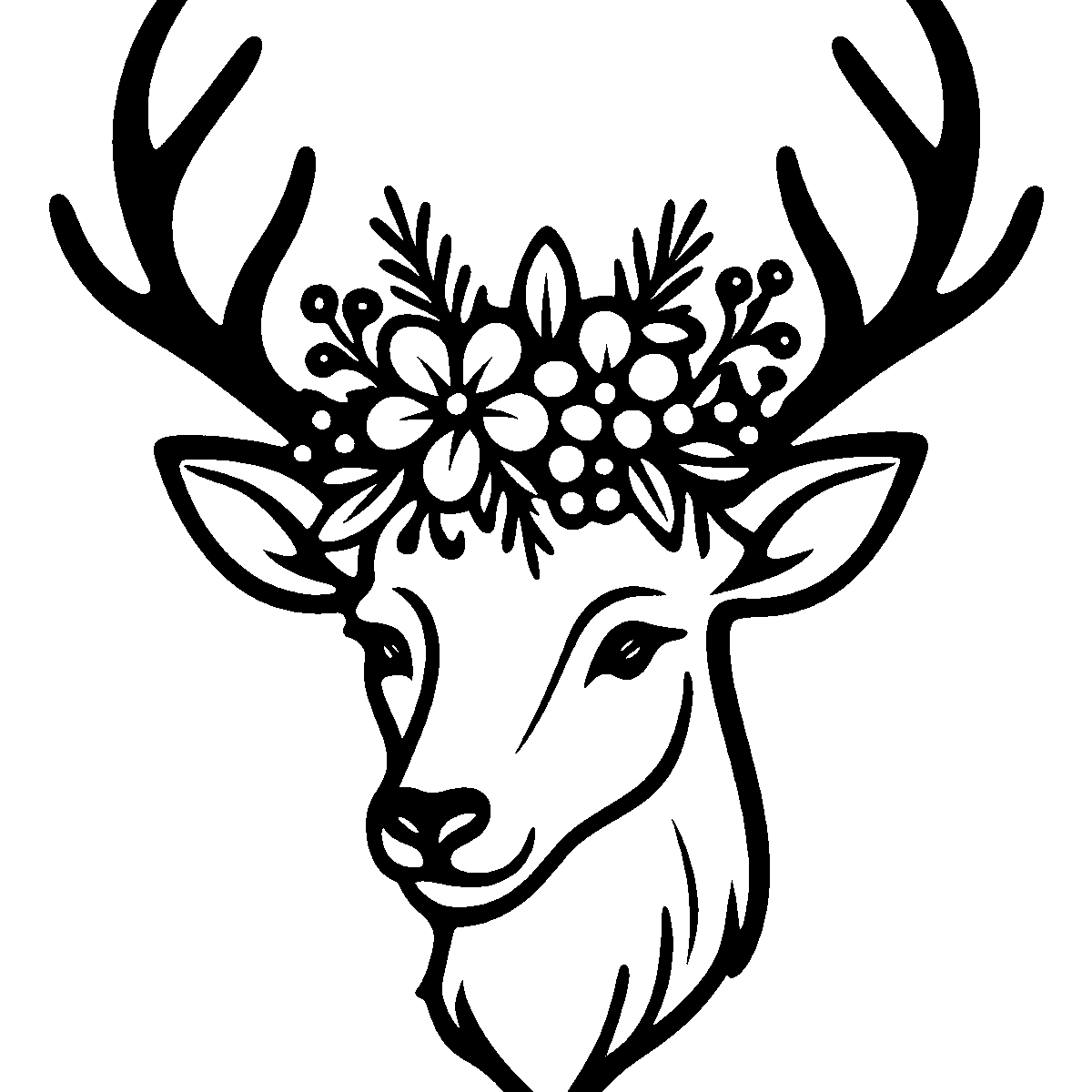 Reindeer Floral Crown SVG free download for Cricut, Silhouette and design projects