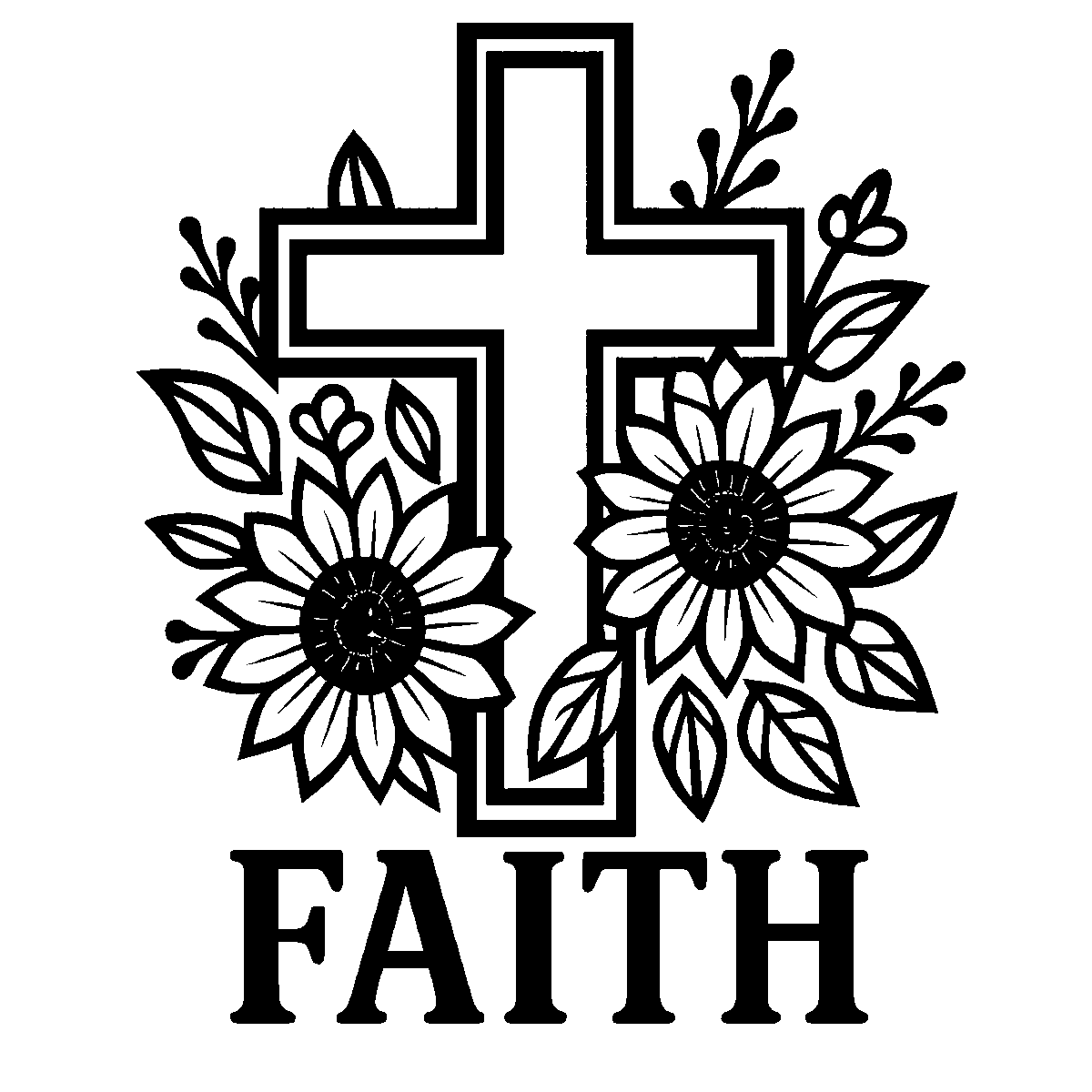 Faith Cross with Flowers SVG free download for Cricut, Silhouette and design projects