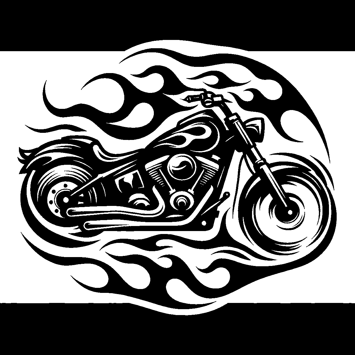 Flaming Motorcycle Art SVG free download for Cricut, Silhouette and design projects