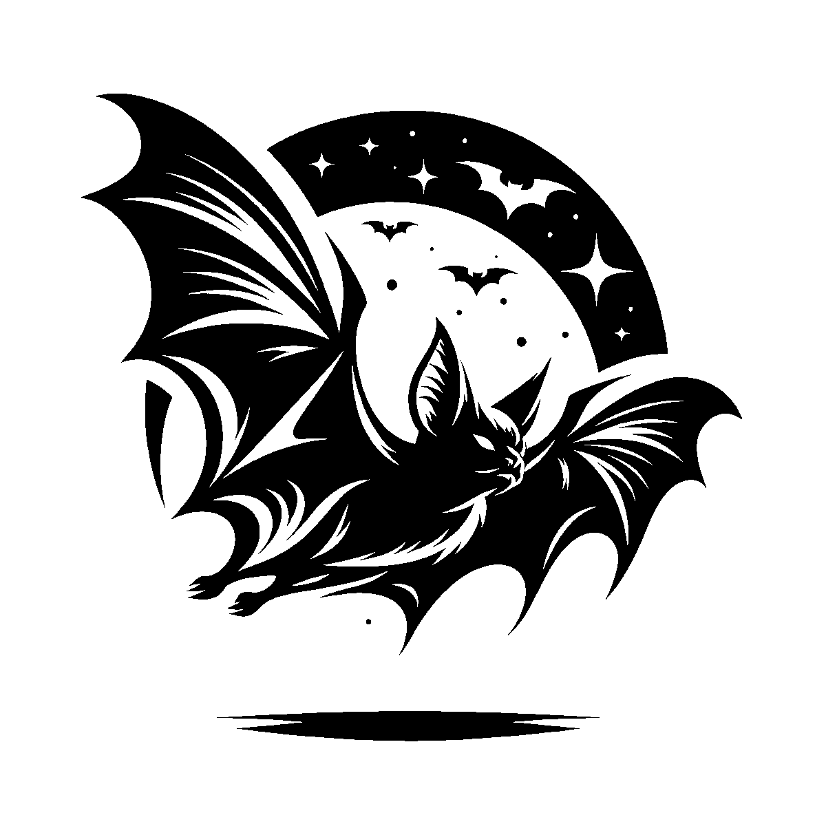 Flying Bat Clipart SVG free download for Cricut, Silhouette and design projects