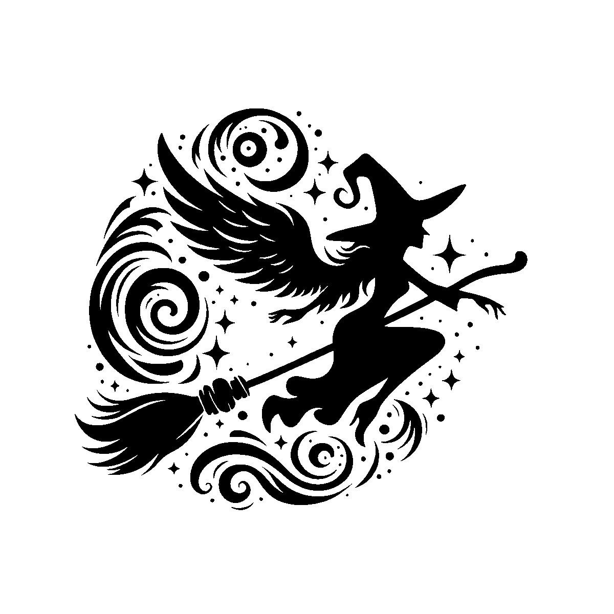 Flying Witch Clipart SVG free download for Cricut, Silhouette and design projects