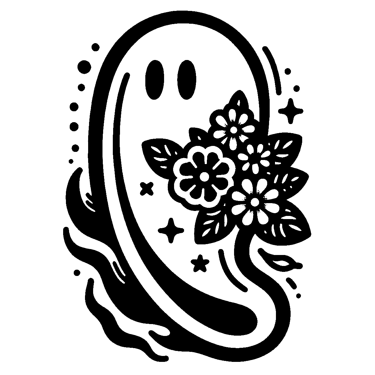 Ghost with Flowers SVG free download for Cricut, Silhouette and design projects