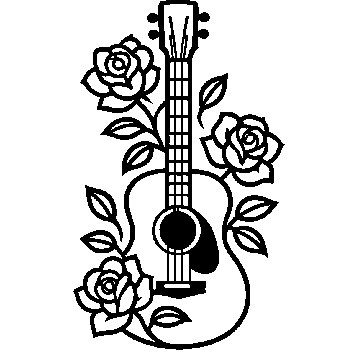 Guitar with Roses SVG free download for Cricut, Silhouette and design projects