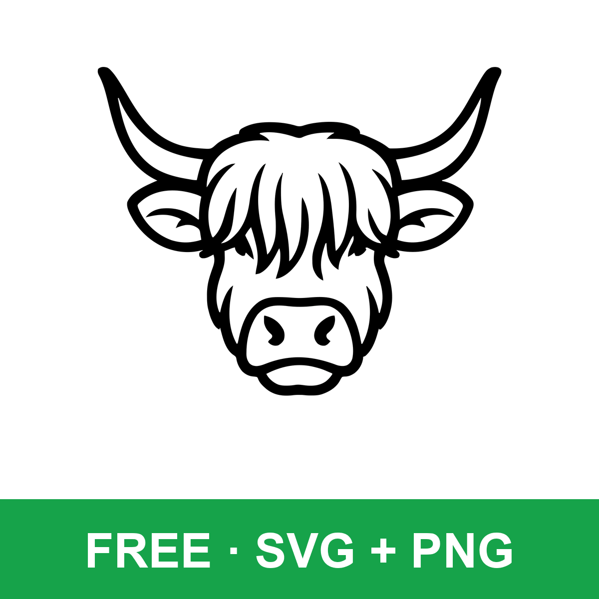 Highland Cow Head Outline free SVG cut file for Cricut and Silhouette
