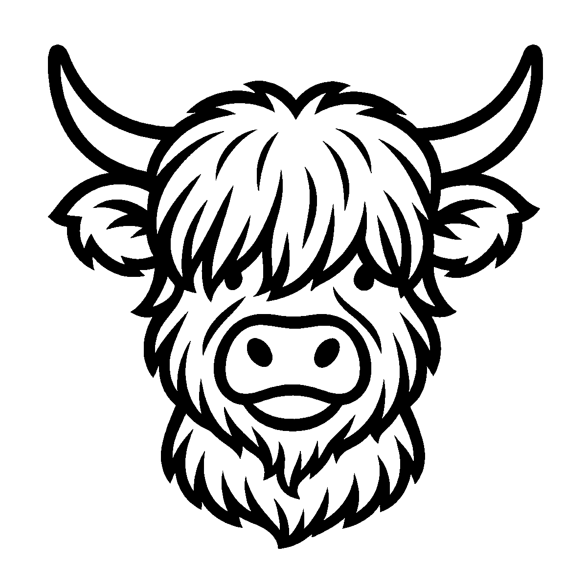Highland Cow Portrait SVG free download for Cricut, Silhouette and design projects