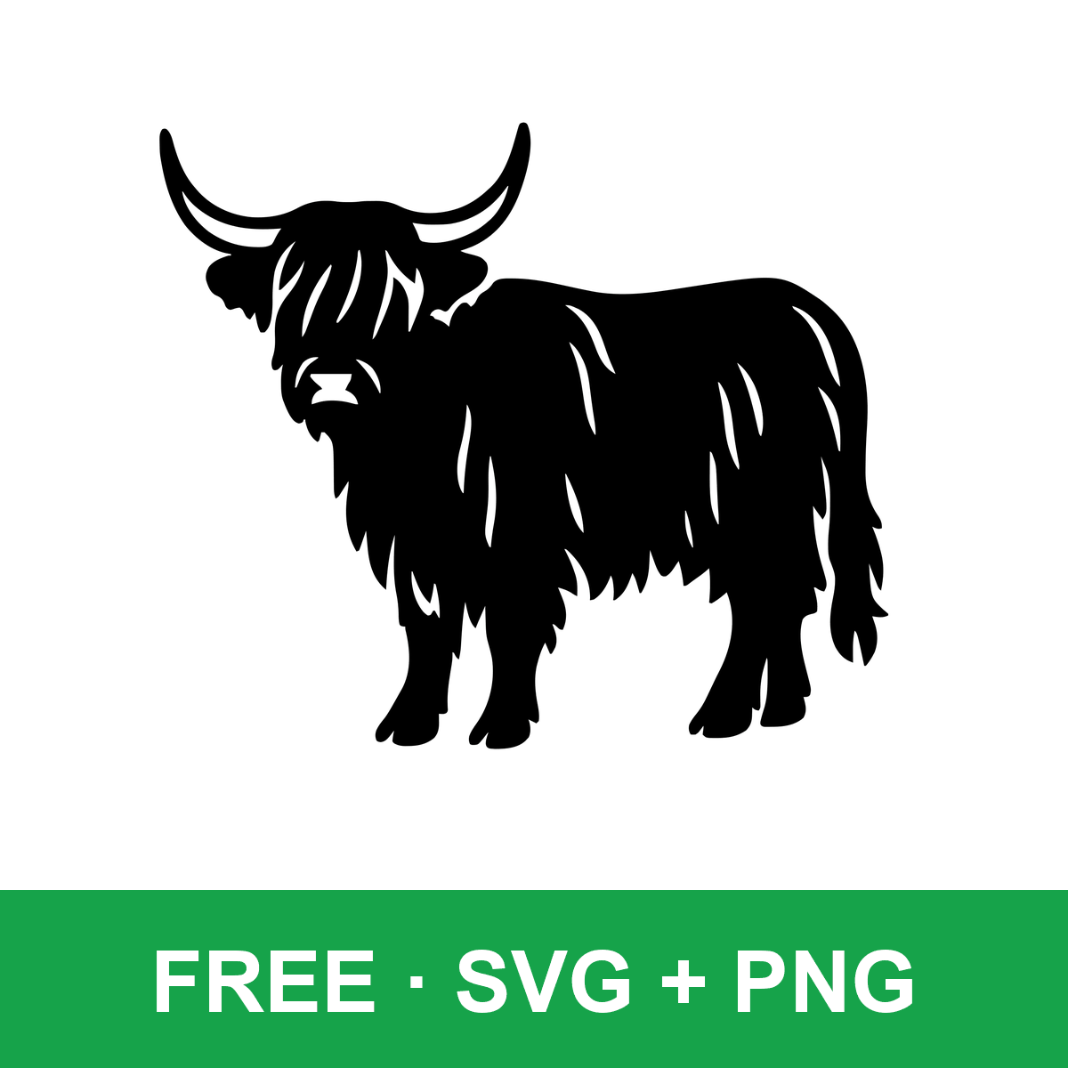 Highland Cow Silhouette free SVG cut file for Cricut and Silhouette