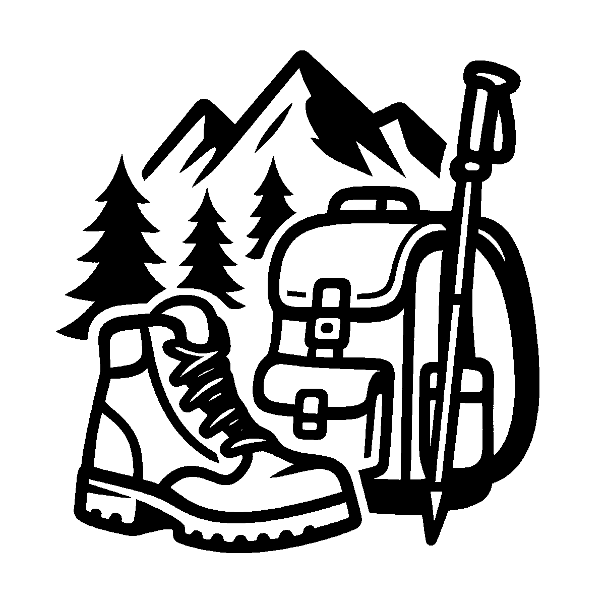 Hiking Adventure Clipart SVG free download for Cricut, Silhouette and design projects