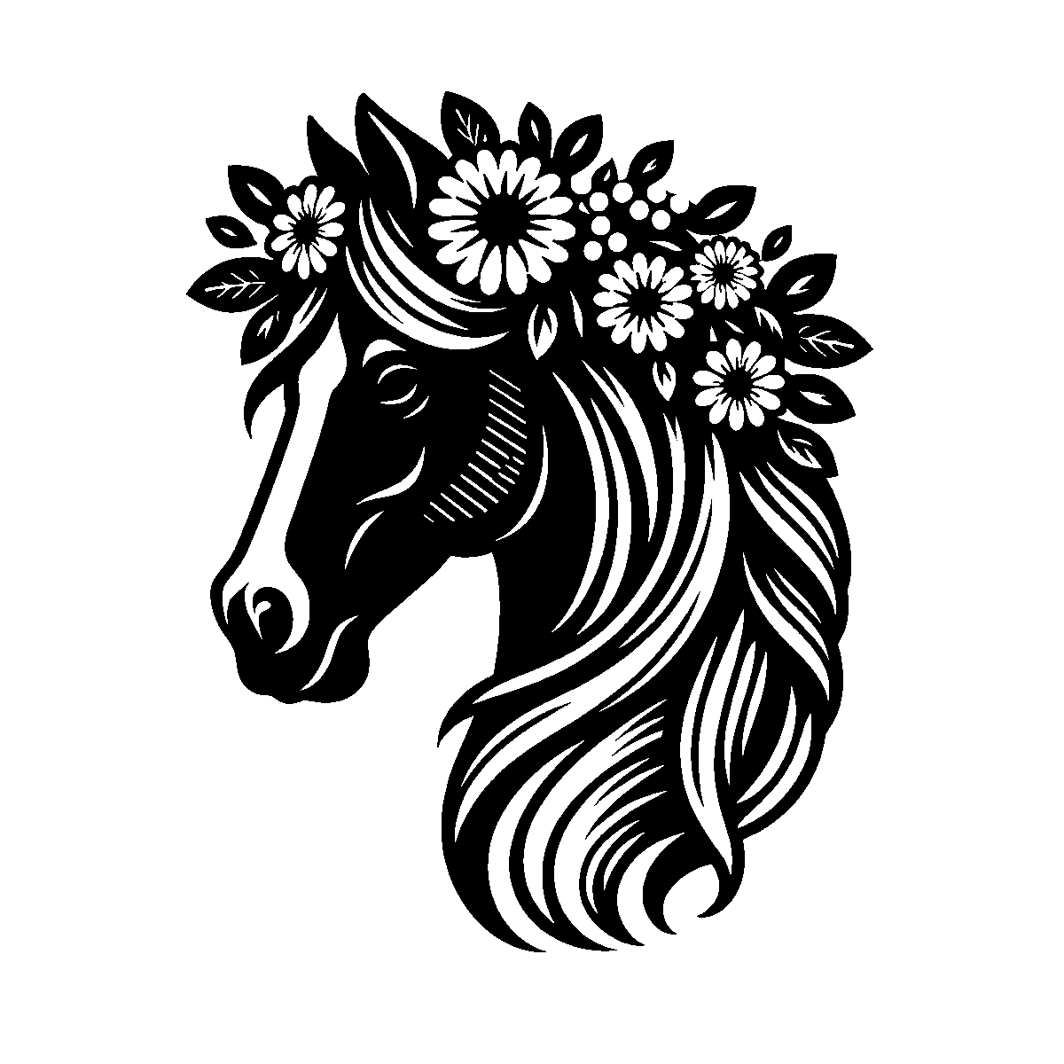 Horse with Floral Decor SVG free download for Cricut, Silhouette and design projects