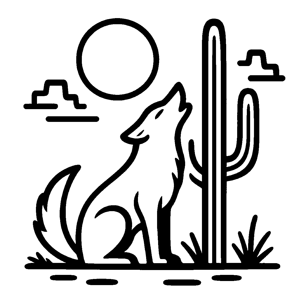 Howling Coyote Silhouette SVG free download for Cricut, Silhouette and design projects
