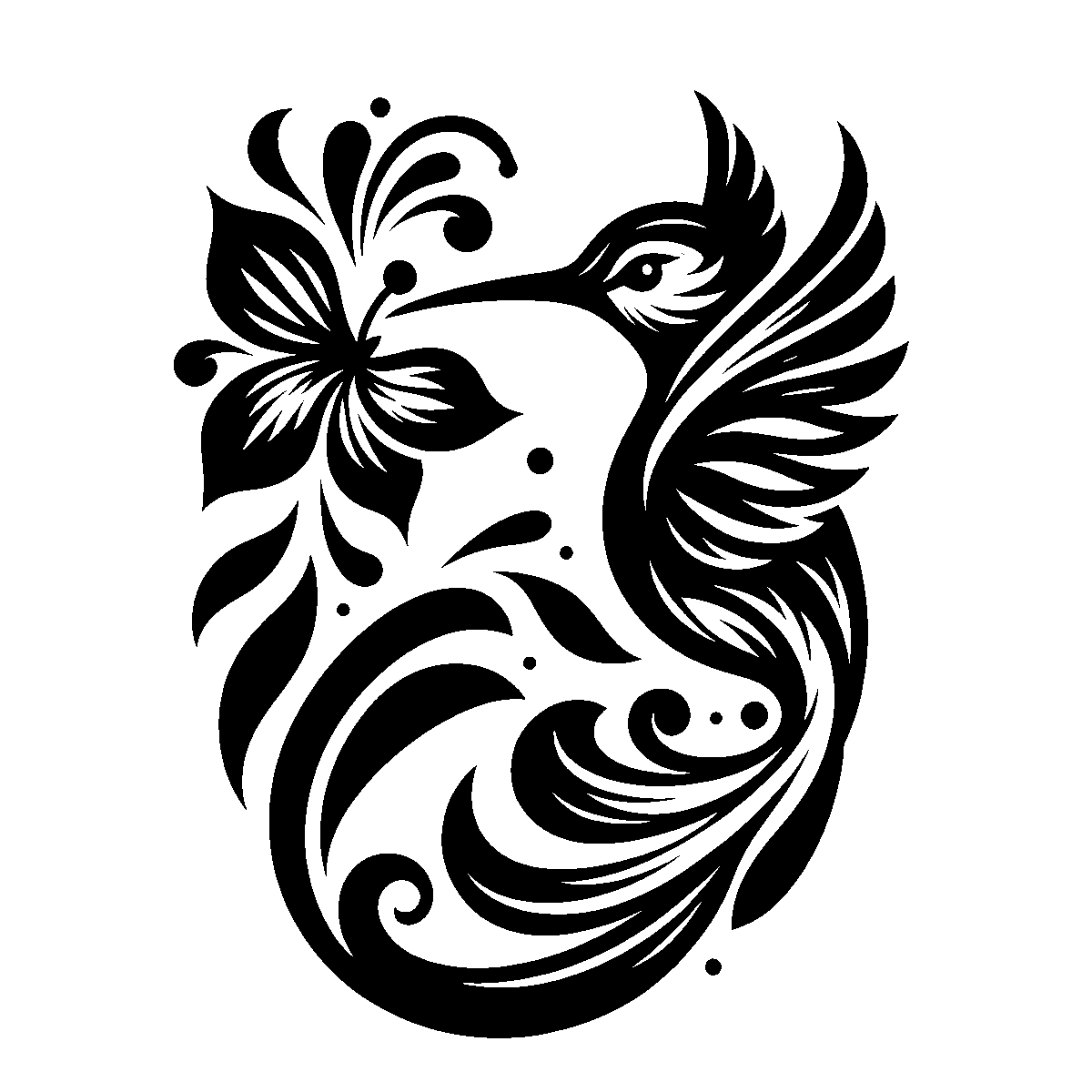 Hummingbird and Flower SVG free download for Cricut, Silhouette and design projects