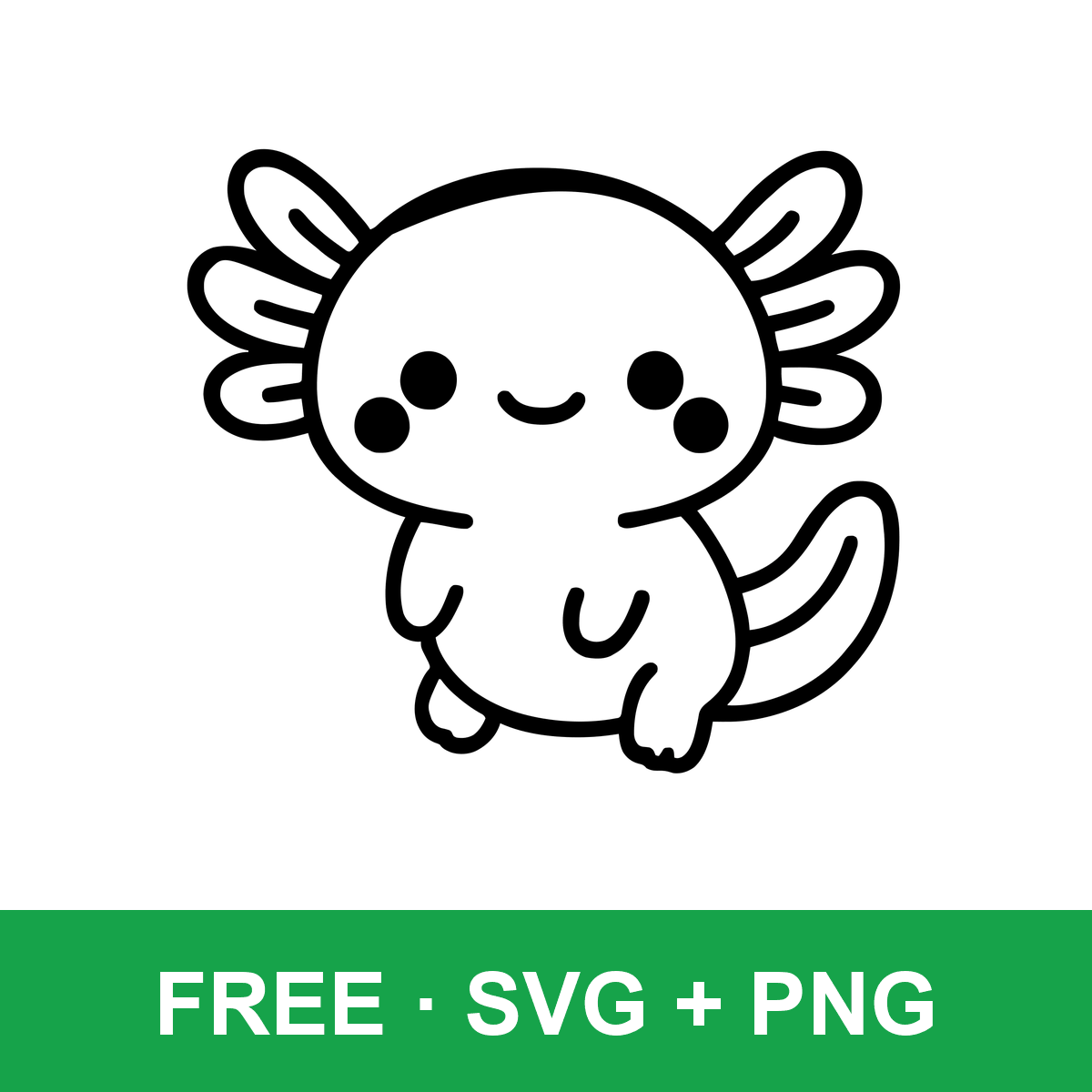Kawaii Axolotl Clipart free SVG cut file for Cricut and Silhouette