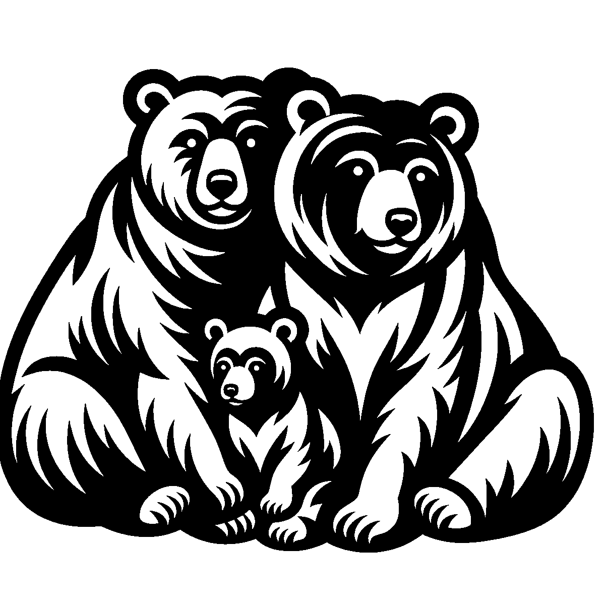 Mama Bear with Cubs SVG free download for Cricut, Silhouette and design projects